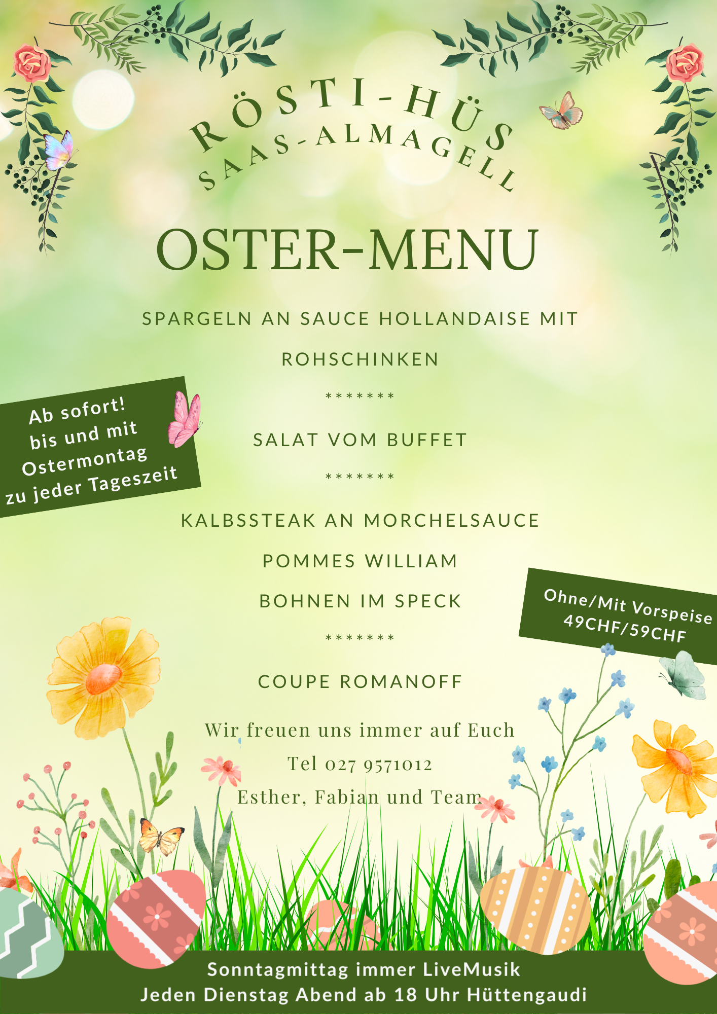 Ostermenü Restaurant Montemoro Röstihüs